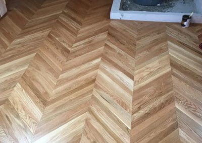 Custom Chevron Flooring Installation